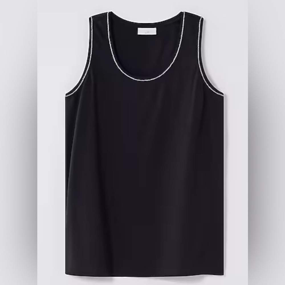 J. JILL BLACK SLEEVELESS BEADED TRIM TANK TOP WOMENS SMALL